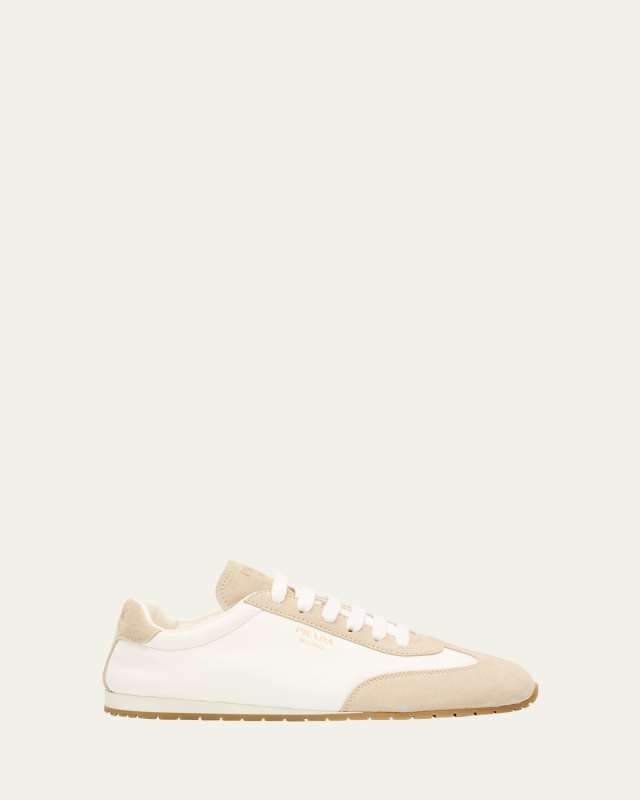 Suede and Leather Low-Top Sneakers